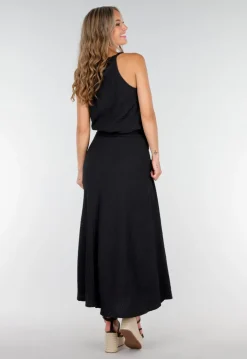 Zwarte Maxi Set met Hooggesloten Top en Stretch