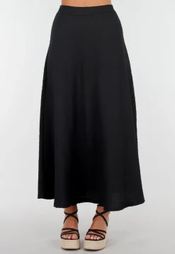 Zwarte Maxi Set met Hooggesloten Top en Stretch