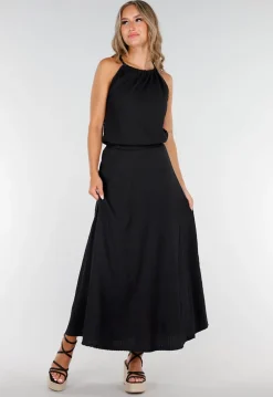 Zwarte Maxi Set met Hooggesloten Top en Stretch