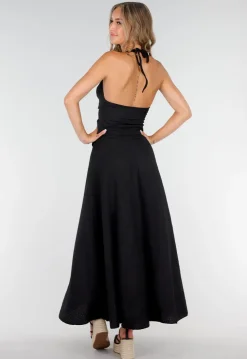 Zwarte Maxi Set met V-Hals en Stretch