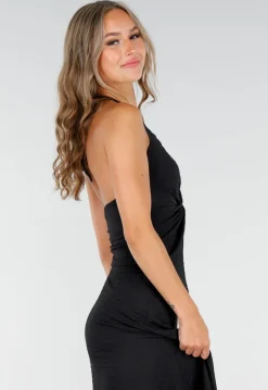 Zwarte Maxi Set met V-Hals en Stretch