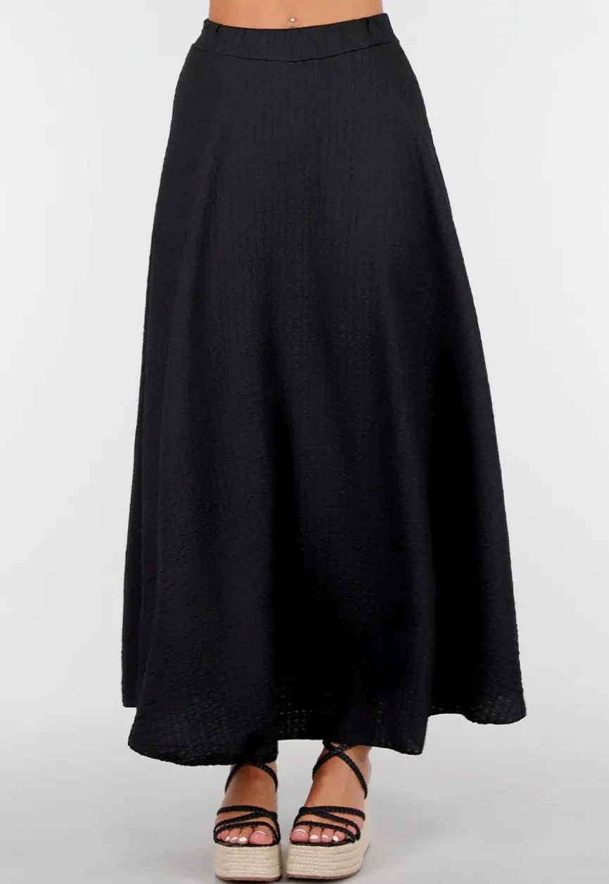Zwarte Maxi Set met V-Hals en Stretch