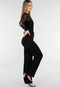 Zwarte Mesh Body met Lange Mouwen