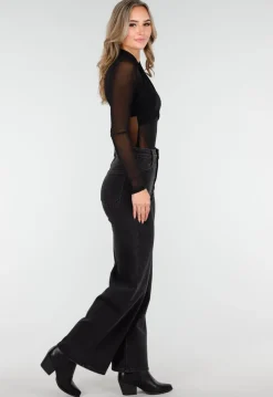 Zwarte Mesh Crop Top met Kruishals en Stretch