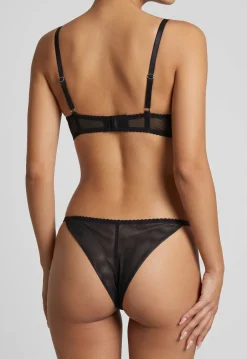 Zwarte Mesh Lingerie Set met Beugel BH en String