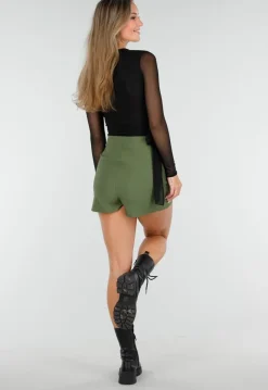 Zwarte Mesh Overslag Top met Strikdetail