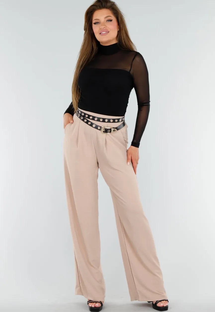 Zwarte Mesh Top Met Hoge Hals en Lange Mouwen