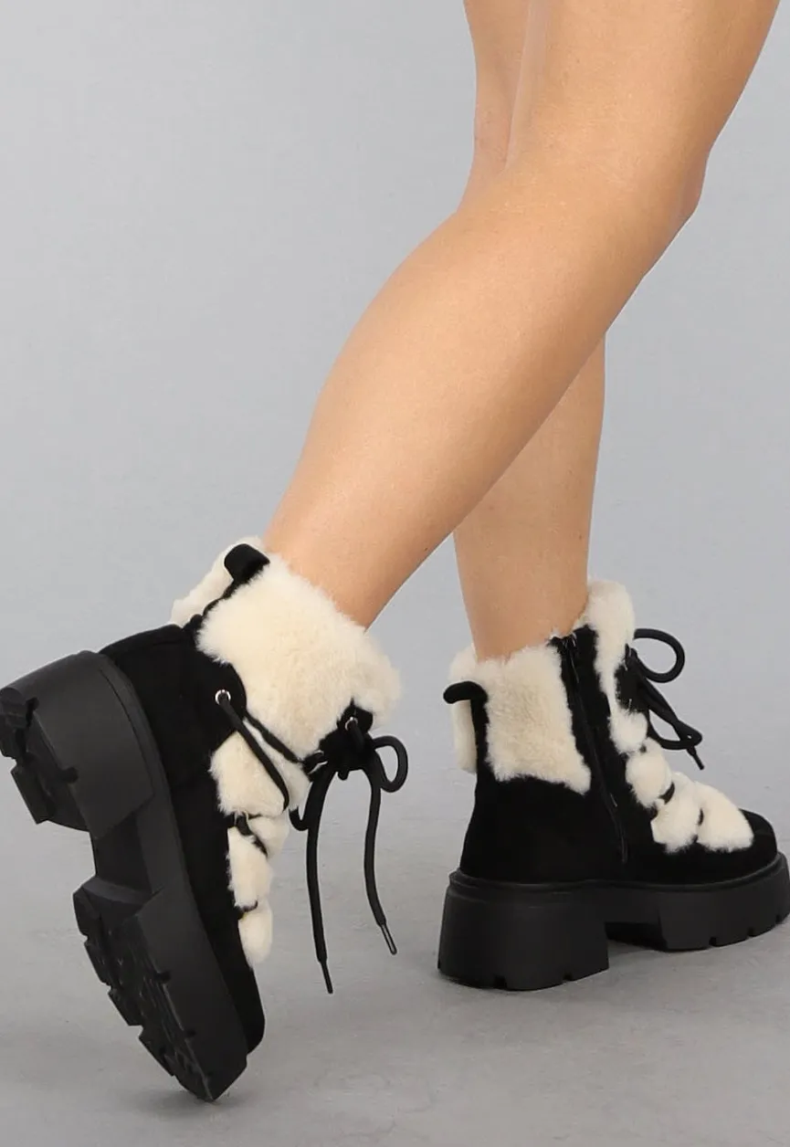 Zwarte met Bont Gevoerde Snowboots