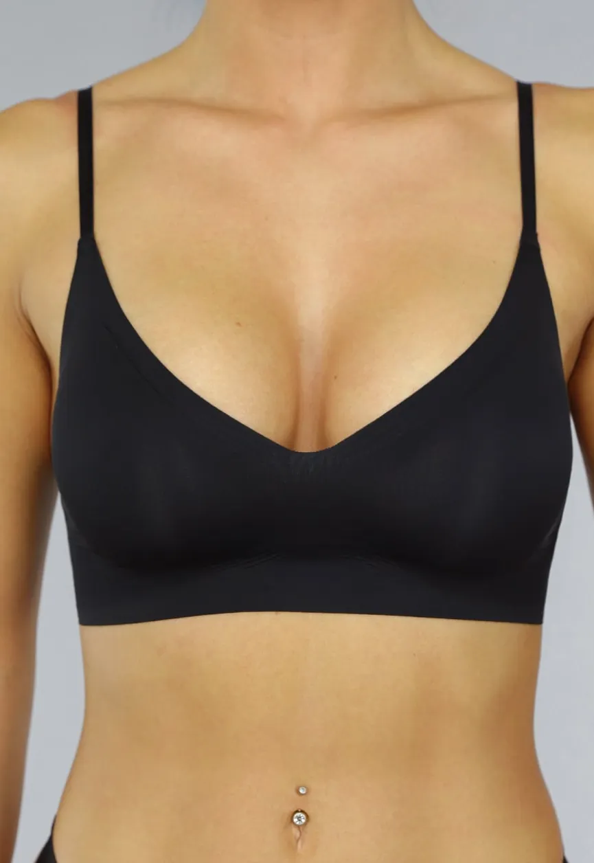 Zwarte Naadloze Bralette met Strappy Achterkant