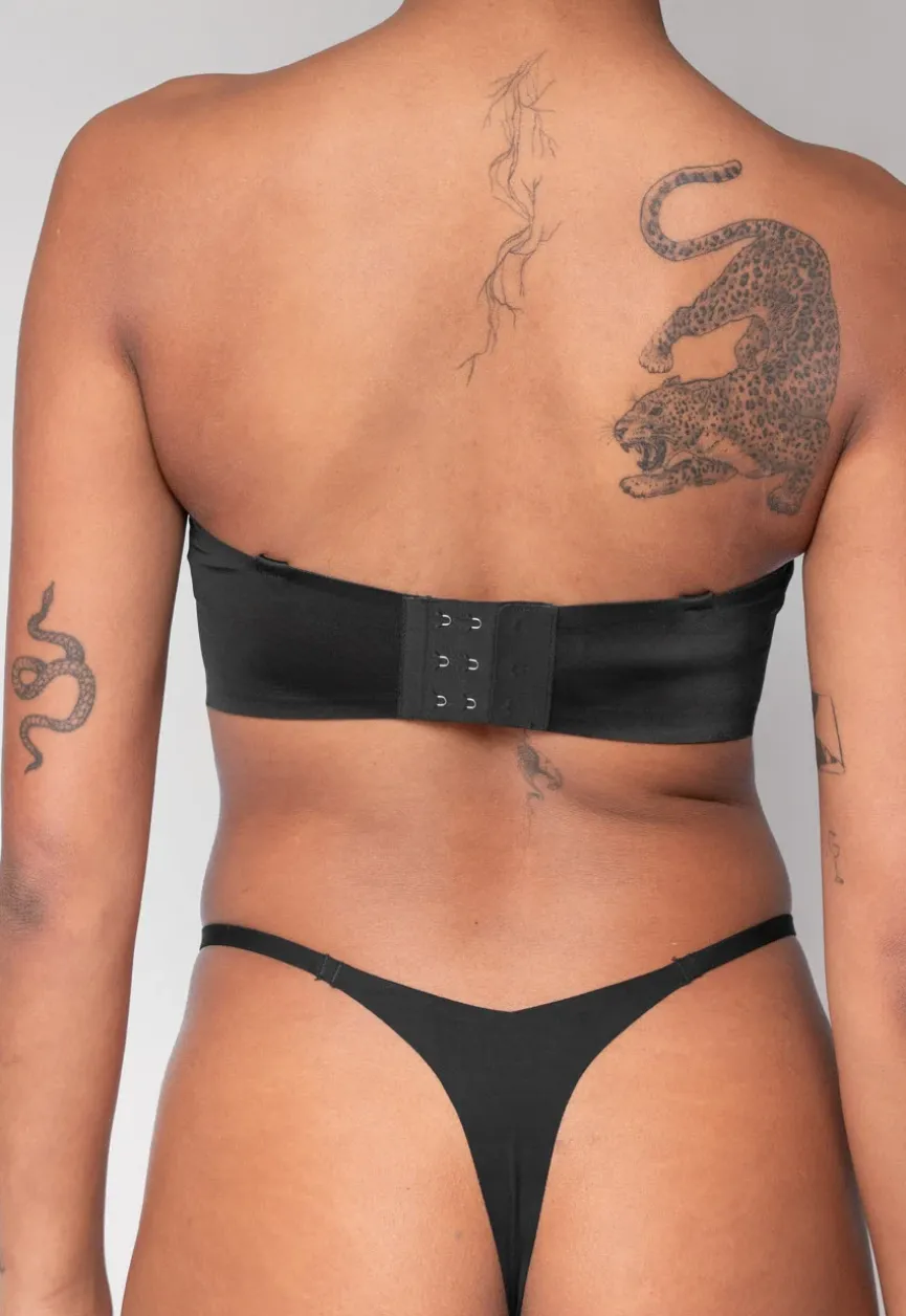 Zwarte Naadloze Push Up Bh met Afneembare bandjes