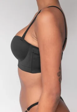 Zwarte Naadloze Push Up Bh met Afneembare bandjes