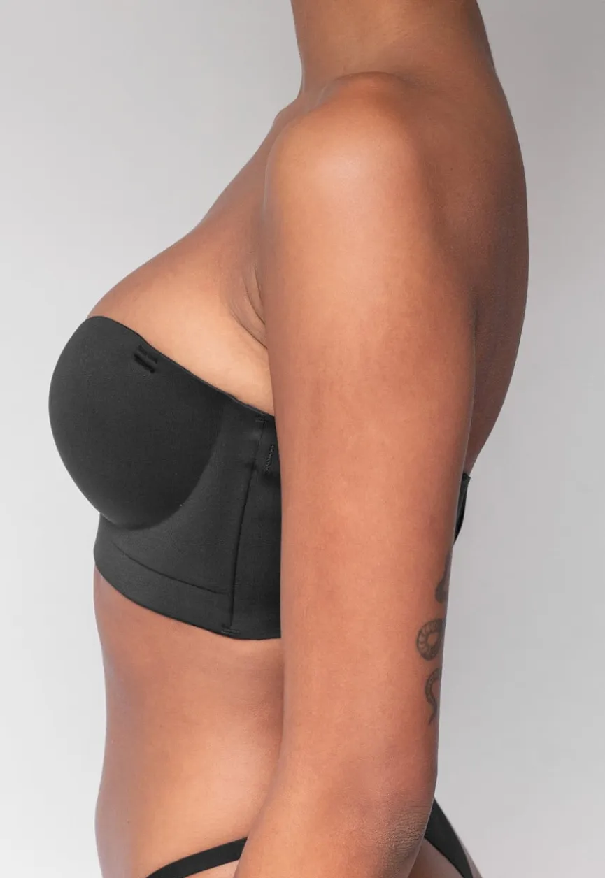 Zwarte Naadloze Push Up Bh met Afneembare bandjes