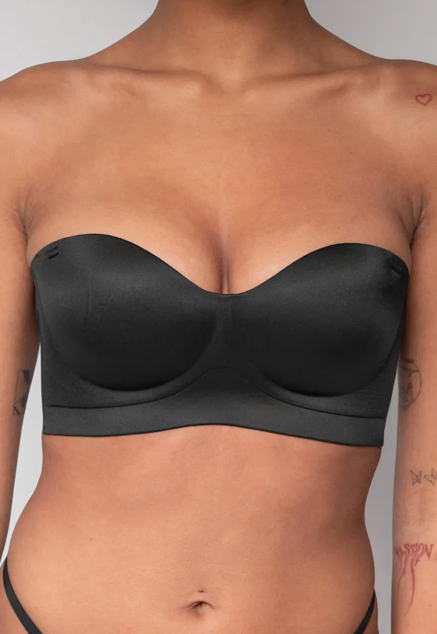 Zwarte Naadloze Push Up Bh met Afneembare bandjes