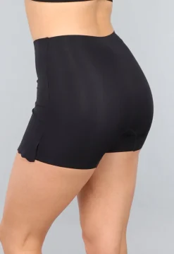 Zwarte Naadloze Skort met Geschulpte Rand