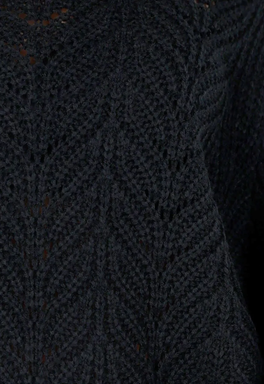 Zwarte Off-Shoulder Trui met Franje Detail