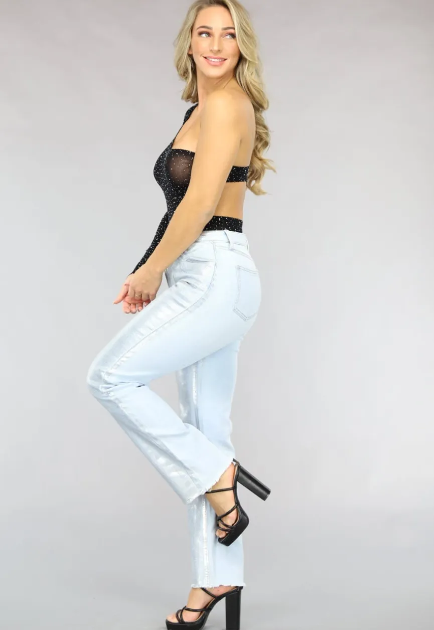 Zwarte One Shoulder Fishnet Body met Cut Out