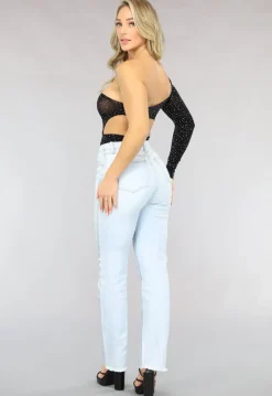 Zwarte One Shoulder Fishnet Body met Cut Out