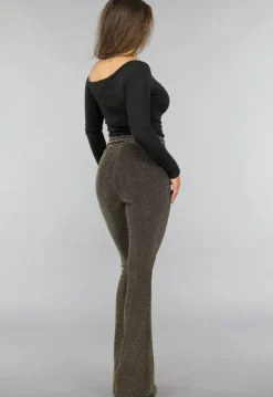 Zwarte One Shoulder Ribstof Top met Shimmer