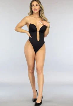 Zwarte Onzichtbare Backless Bodysuit