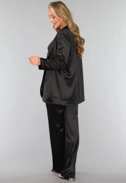 Zwarte Oversized Satin Blazer