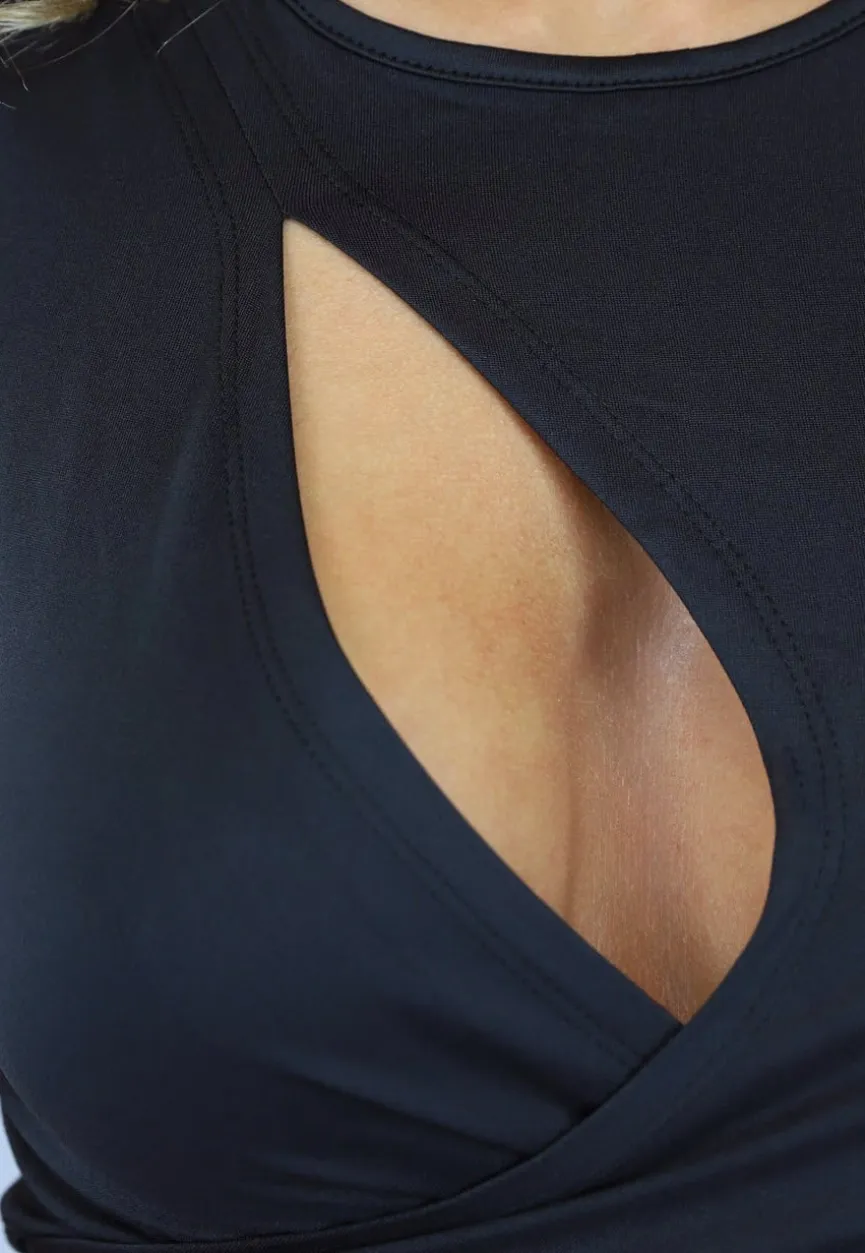 Zwarte Overslag Top met Cut Out