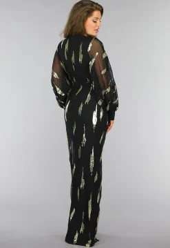 Zwarte Padded Longsleeve Galajurk met Split