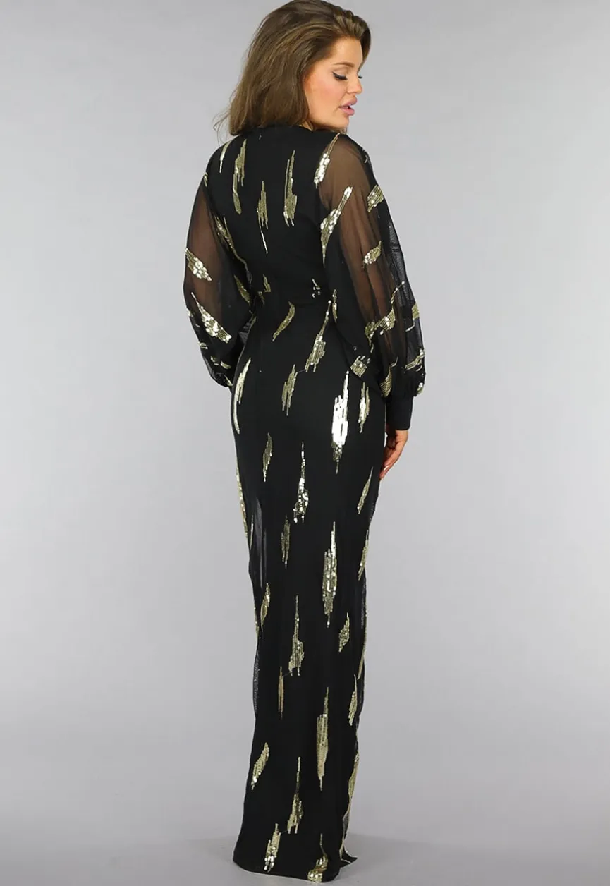 Zwarte Padded Longsleeve Galajurk met Split