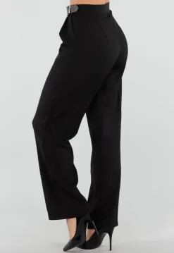 Zwarte Pantalon met Goudkleurige Gesp