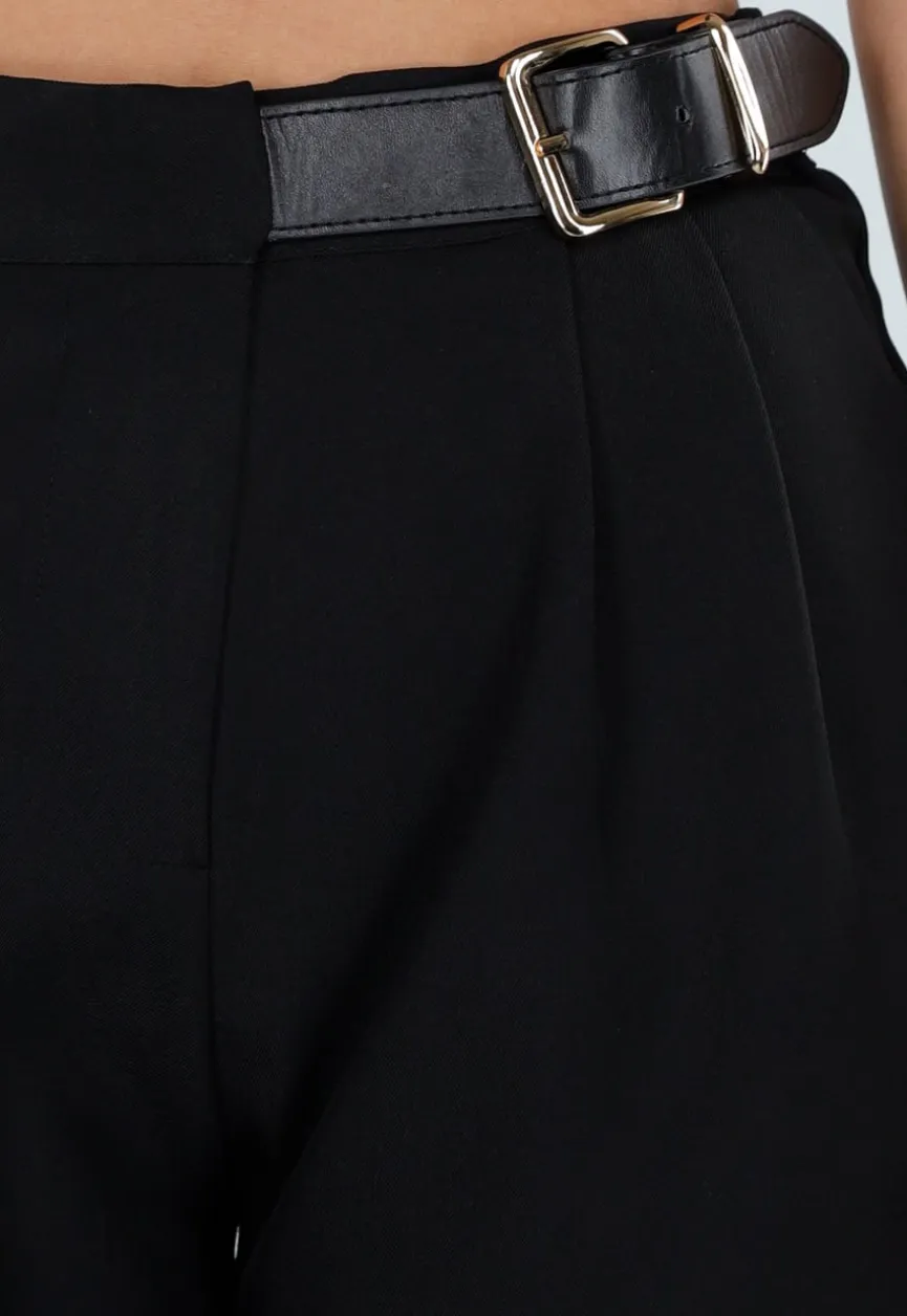 Zwarte Pantalon met Goudkleurige Gesp