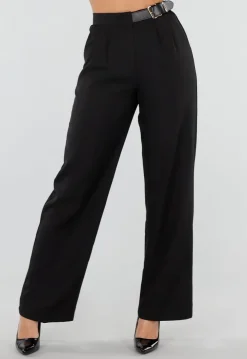 Zwarte Pantalon met Goudkleurige Gesp