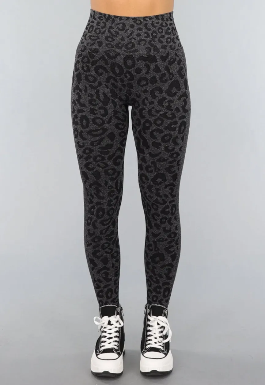 Zwarte Panterprint Gym Legging met Stretch