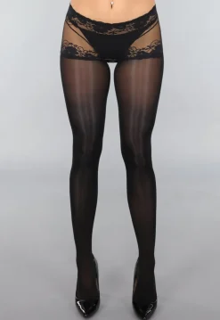 Zwarte Panty met Kanten Broekje