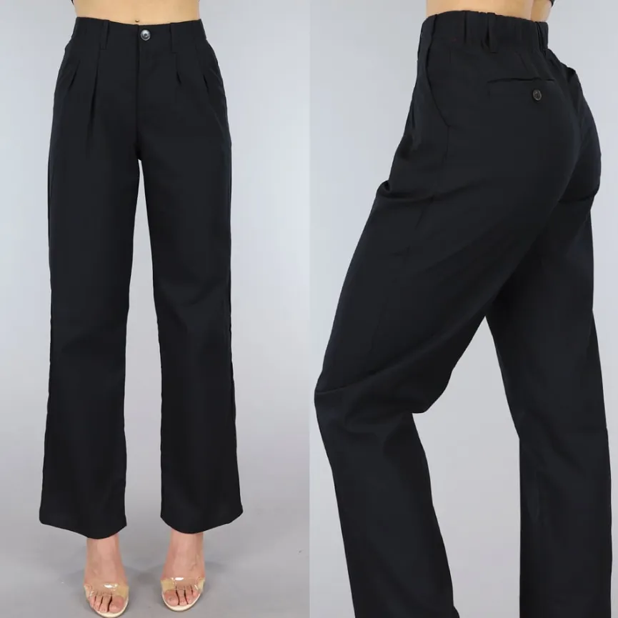 Zwarte Paperbag Broek met Geplooide Taille
