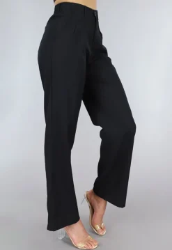 Zwarte Paperbag Broek met Geplooide Taille