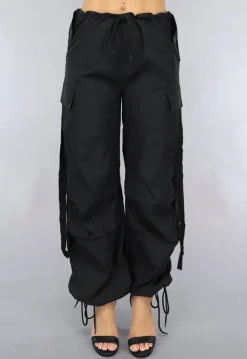 Zwarte Parachute Cargo Broek met Zakken