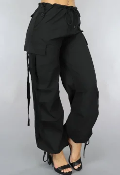 Zwarte Parachute Cargo Broek met Zakken