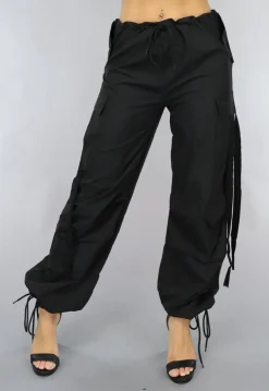 Zwarte Parachute Cargo Broek met Zakken