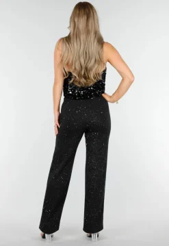 Zwarte Petite Glitter Super Stretch Pantalon met Riemlusjes