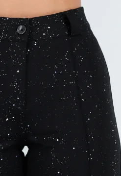 Zwarte Petite Glitter Super Stretch Pantalon met Riemlusjes