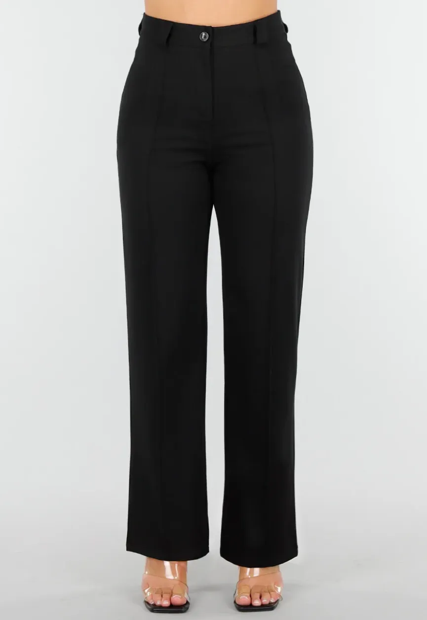 Zwarte Petite Super Stretch Pantalon met Riemlusjes