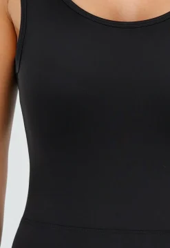 Zwarte Pilates Jumpsuit Met Flared Pijpen en Open Rug