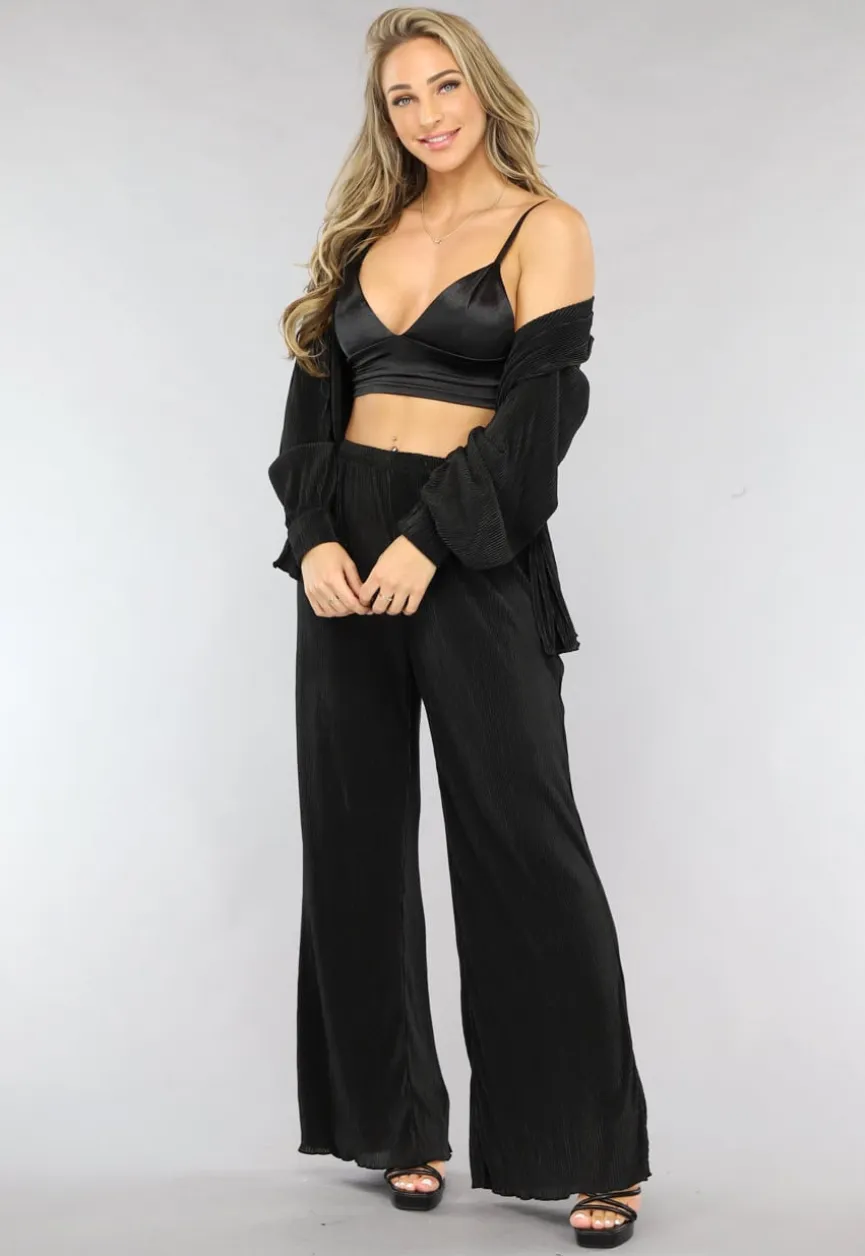 Zwarte Plissé Co Ord Set