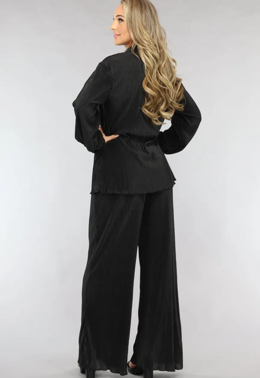 Zwarte Plissé Co Ord Set