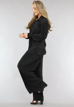 Zwarte Plissé Co Ord Set
