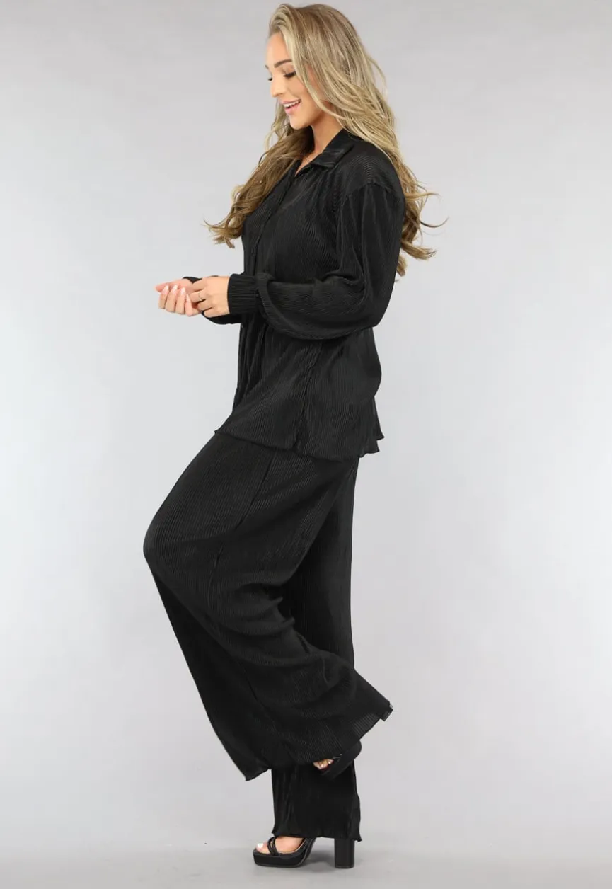 Zwarte Plissé Co Ord Set