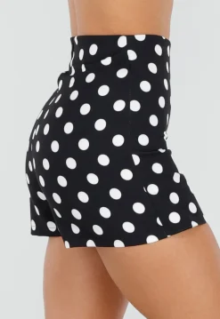 Zwarte Polkadot Skort met Split en Stretch