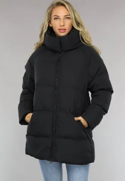 Zwarte Puffer Jas met Afritsbare Capuchon