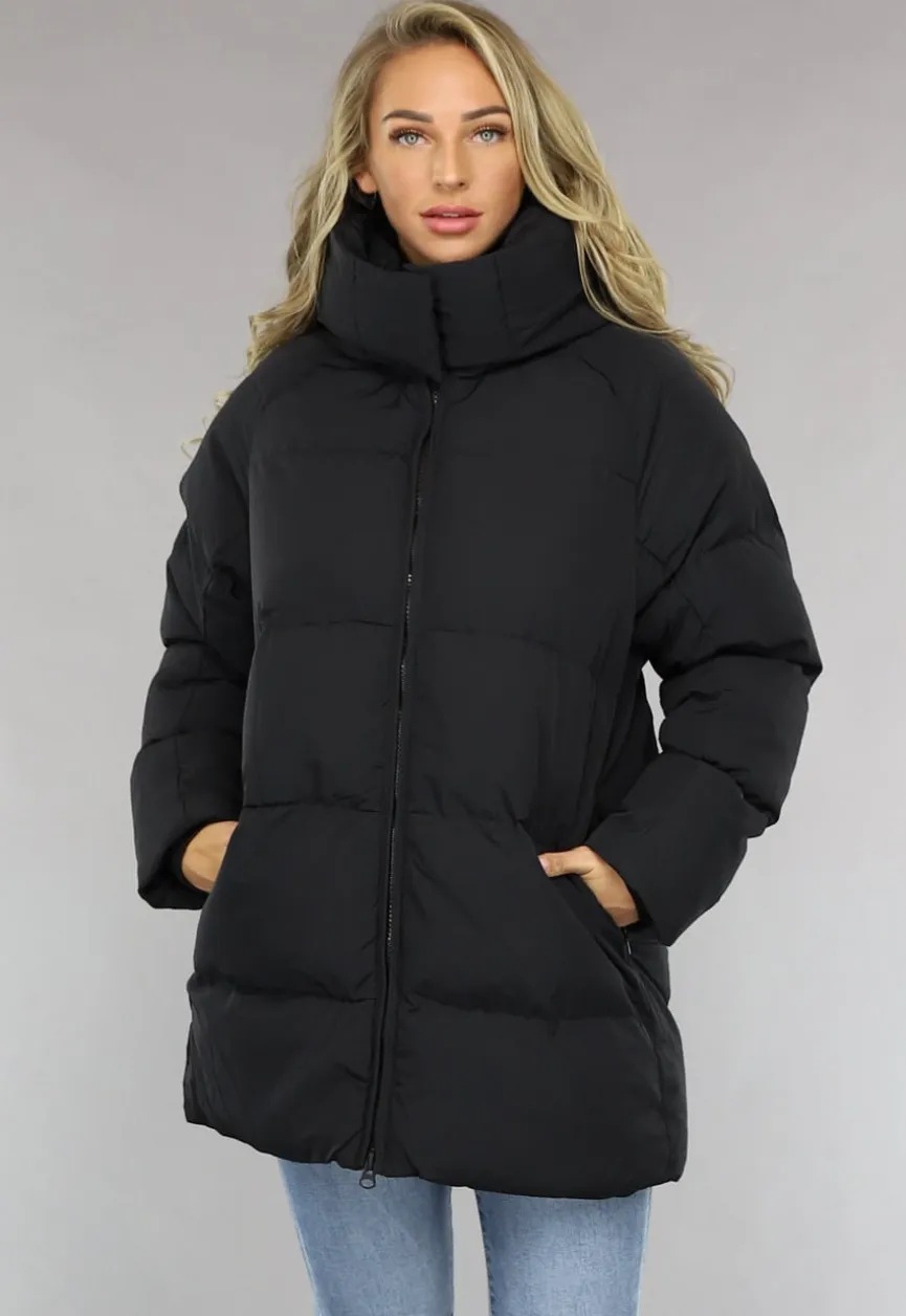 Zwarte Puffer Jas met Afritsbare Capuchon