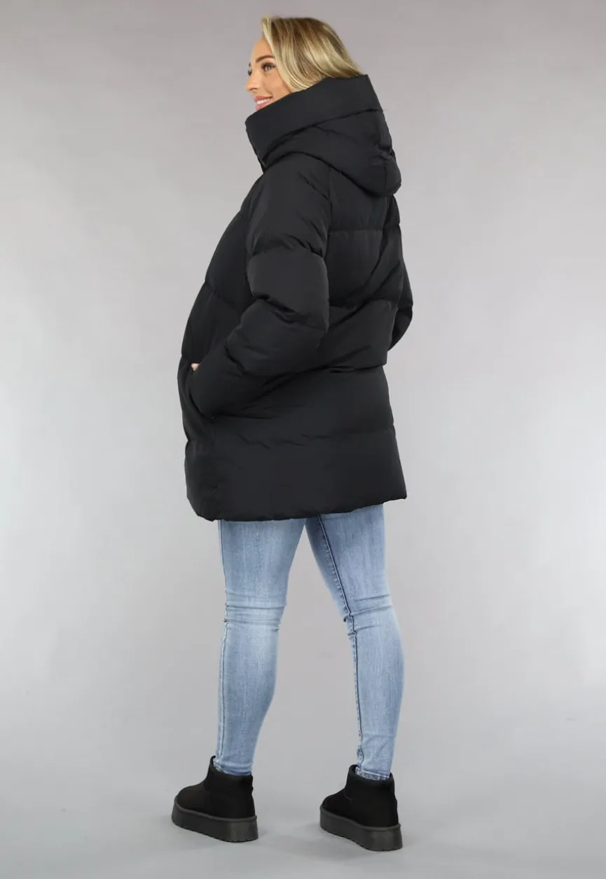 Zwarte Puffer Jas met Afritsbare Capuchon