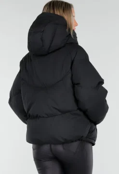 Zwarte Puffer Jas met Capuchon en Ritssluiting